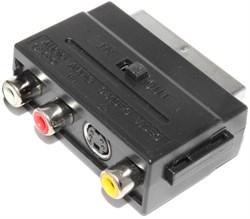 Переходник SCART - 3 x RCA (тюльпаны) / S-Video, с переключателем

