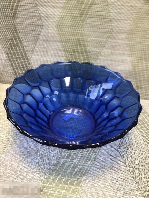 Ваза под фрукты, салатник / кобальтовое стекло / клеймо 1КДО / ваза СССР. 