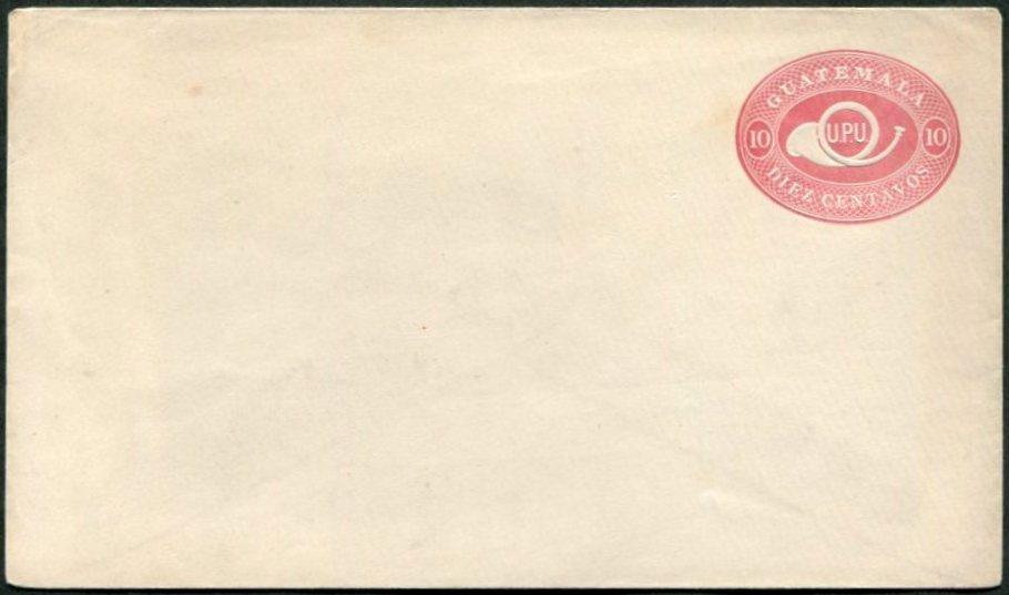 Гватемала 1890 маркированный конверт 10 с. почтовый рожок цельная вещь ЦВ