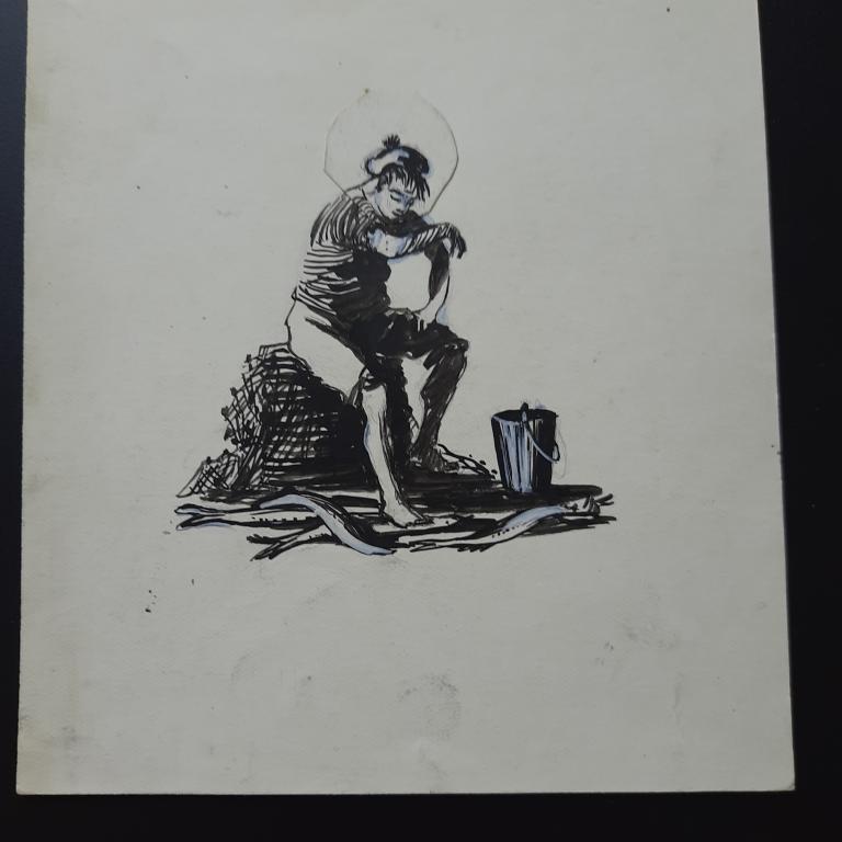 Зусман Л.П. (1906-1984) Рыбак с уловом