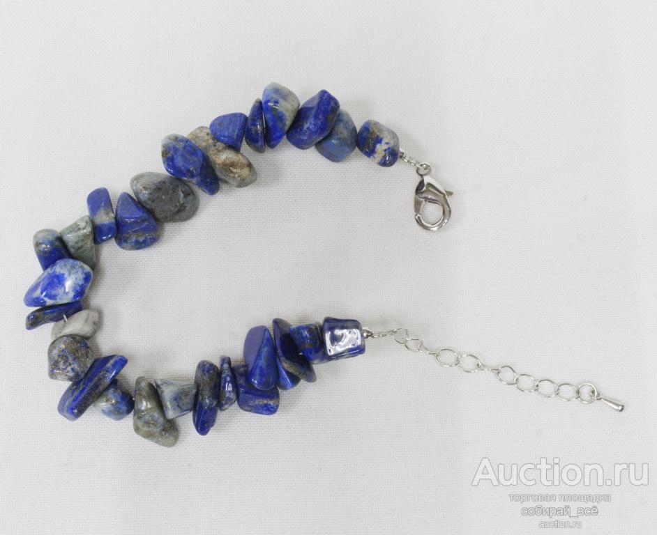 Браслет Лазурит, галтовка-гигант природный, Памир, длина 22 см  (7)