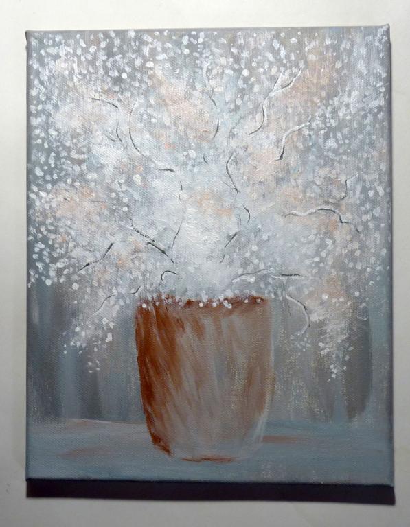 Картина Гипсофила авторская холст на подрамнике акрил 30х24 см Г.А. Рычагова