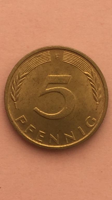 Германия / ФРГ 5 пфенниг 1972 «F» unc из ролла