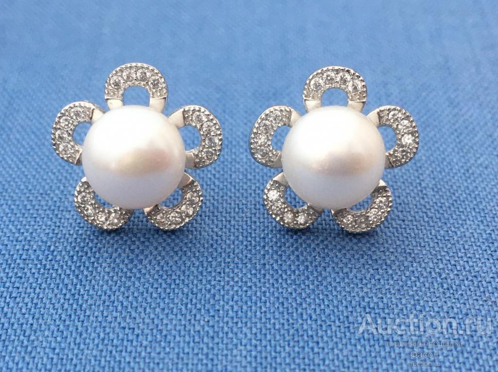 Серьги Жемчуг Серебро Проба 925
