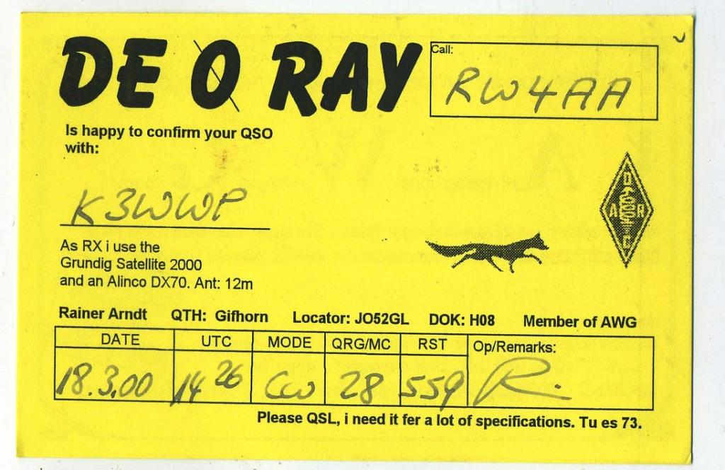 Карточка радиообмена QSL Германия 2000 год  (РК-39)-31