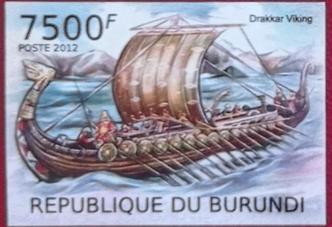 Бурунди 2012 г. Парусник.  Драккар вкингов **  Mi BI 1673ND  чист. ЧБН