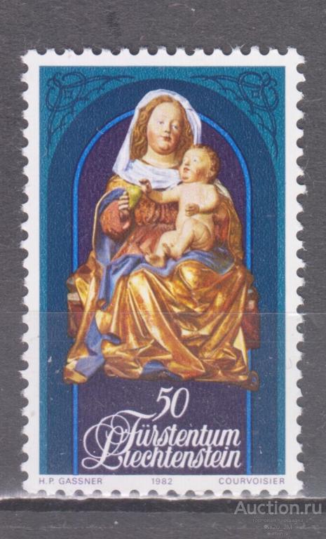 Лихтенштейн 1982 Рождество скульптура Мадонна с Иисусом Mi814 MNH