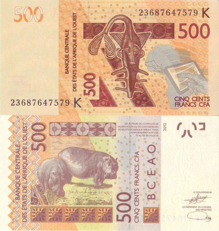 Сенегал (K) 500 франков КФА 2023 / 2012 P719Kl пресс unc