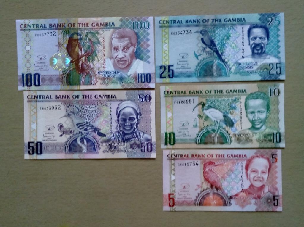 Гамбия набор 5 банкнот 100 50 25 10 5 даласи unc