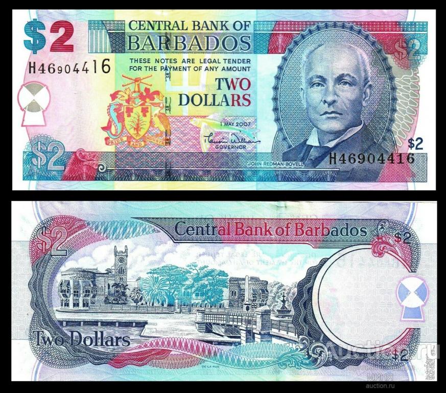 Барбадос 2 долларов 2007 UNC