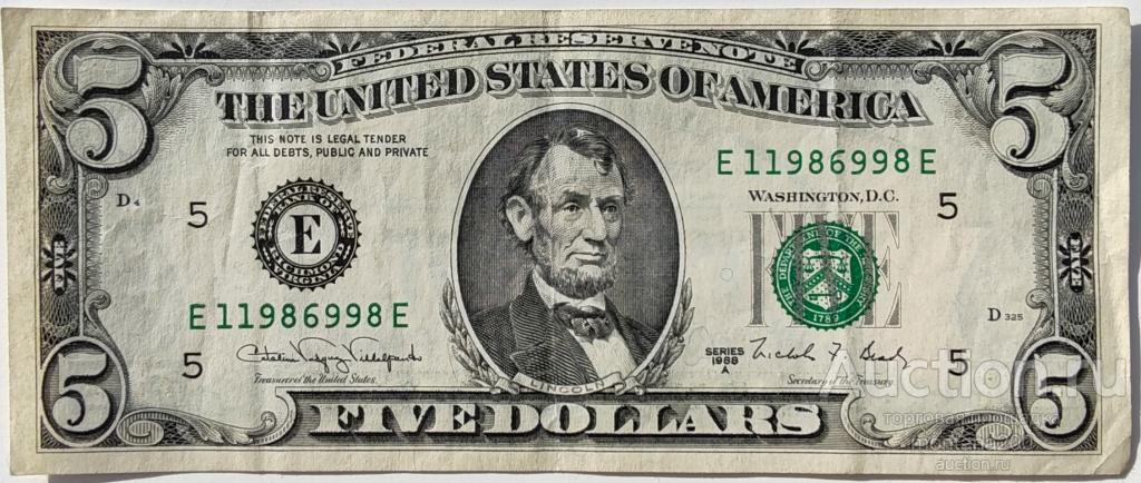 сша 5 долларов 1988 A
