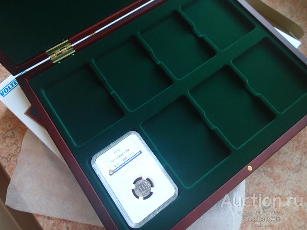 !!! футляр фирменный на 8 монет слаб 86*63 NGC PCGS ННР национальный нумизматический реестр ЗЕЛЕНЫЙ