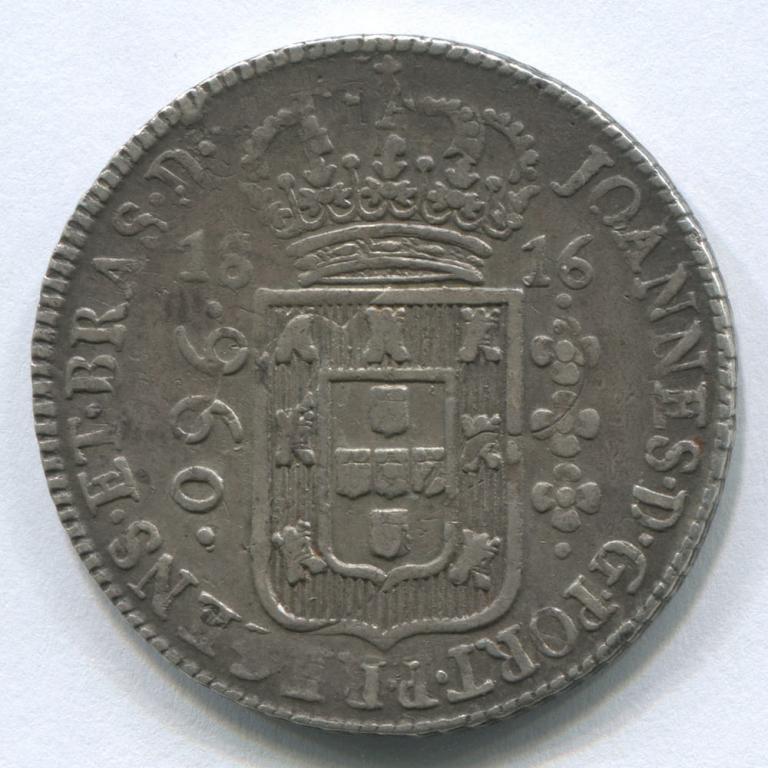 БРАЗИЛИЯ 960 РЕЙС 1816В XF (Красивый перечекан из 8 реалов)
