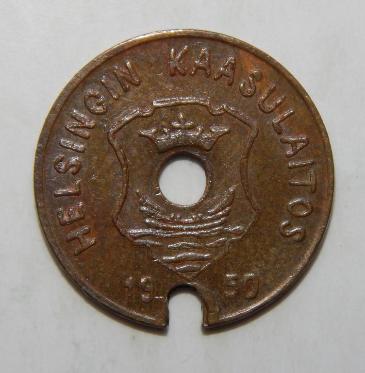 Жетон газовый. Финляндия. Helsingfors Gasverk. 1950