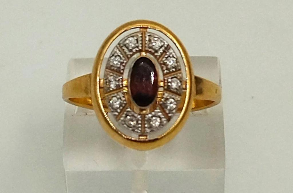 Кольцо винтажное гранат золото 585 проба. размер 16 3/4