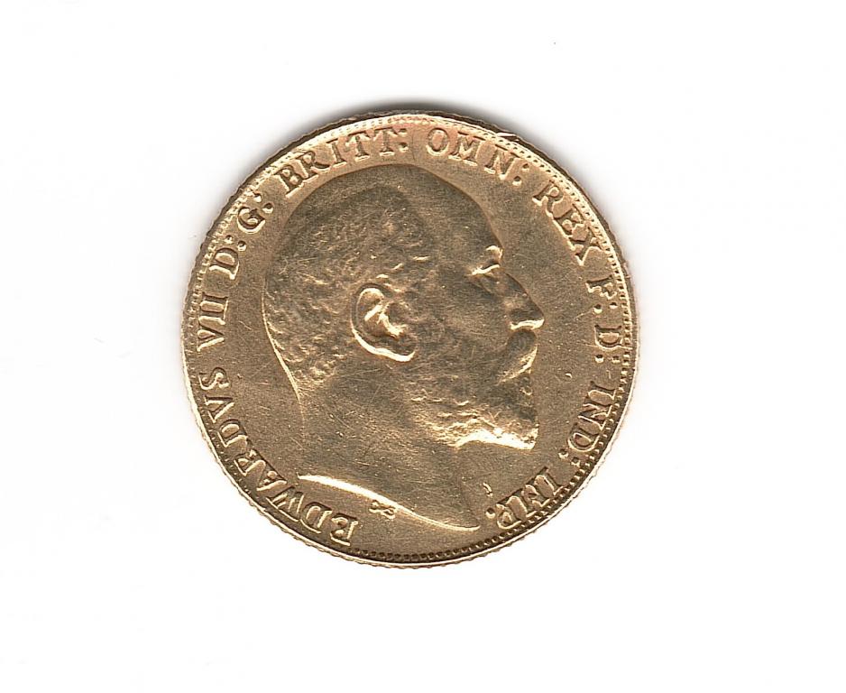 Великобритания Англия 1/2 соверен 1905 Эдуард золото 3,98 гр Победоносец
