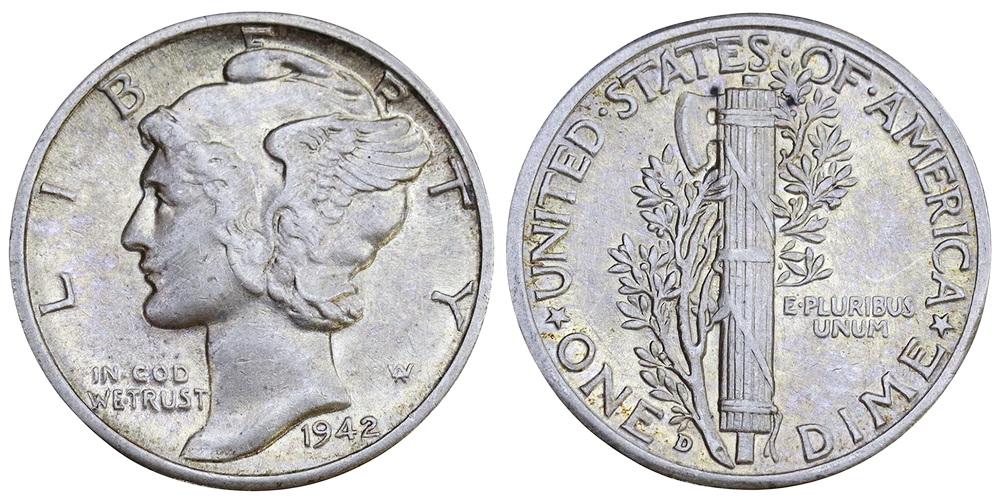 США 10 центов 1942-D ННР UNC Det. (QF4348-0048)