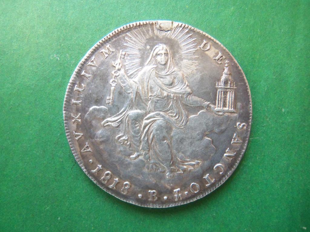 Италия Ватикан 1 скудо 1818 г. В ПИЙ 7-ой,оригинал,серебро.