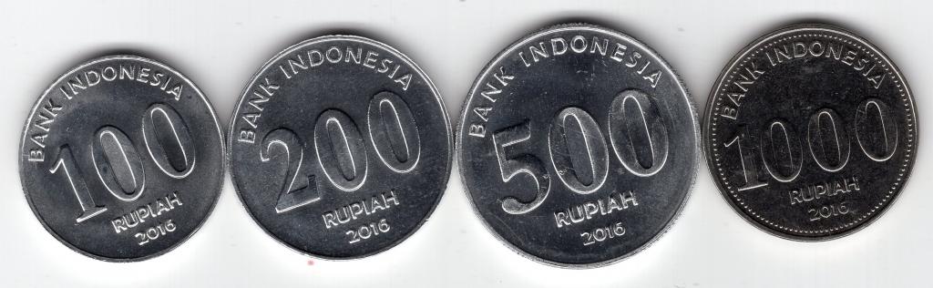 Индонезия - 100 + 200 + 500 + 1000 рупий - 2016 - Набор из 4 монет - UNC