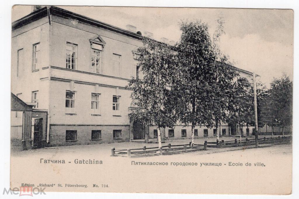 ГАТЧИНА. Окрестности. Санкт-Петербург. Вид. Улица. Пятиклассное городское училище. Изд. Ришар №734