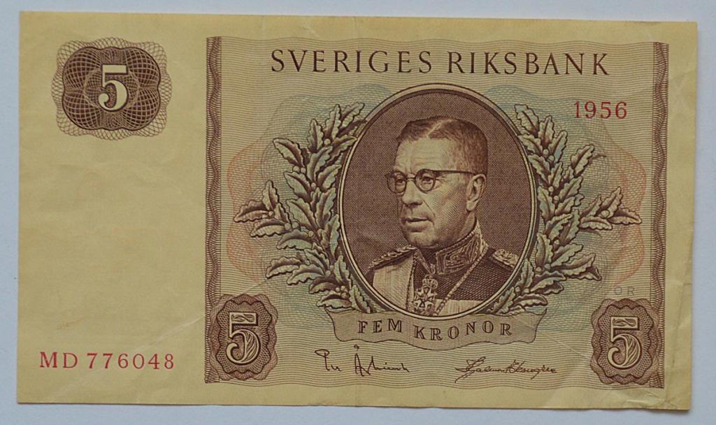 Швеция 5 крон 1956 (К10)
