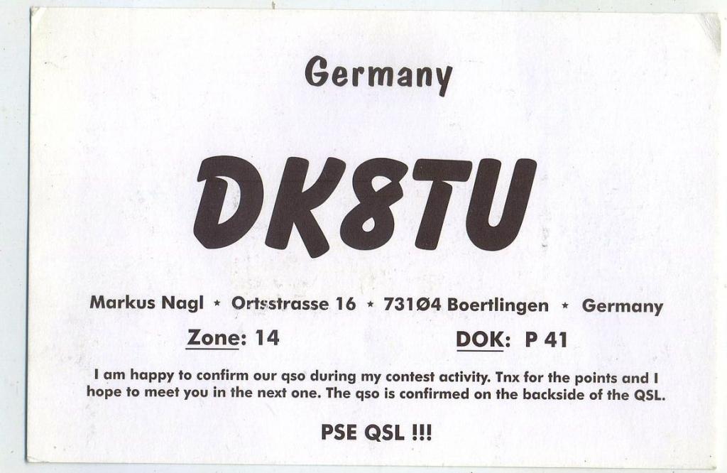 Карточка радиообмена QSL - Германия 2002 год (РК-12)-24