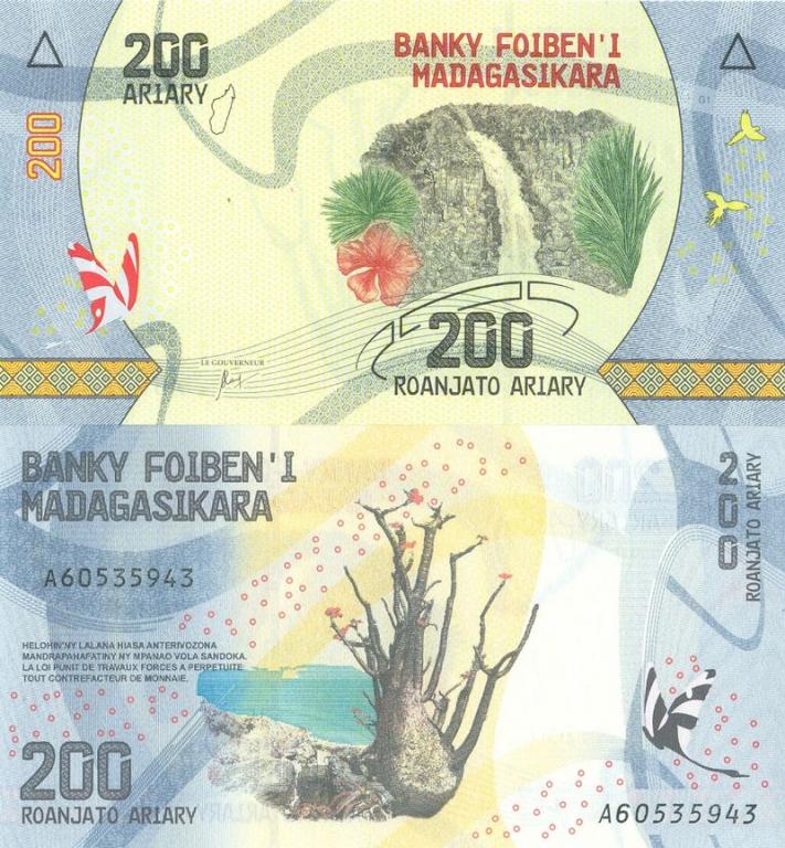 Мадагаскар 200 ариари 2017 P98 пресс unc