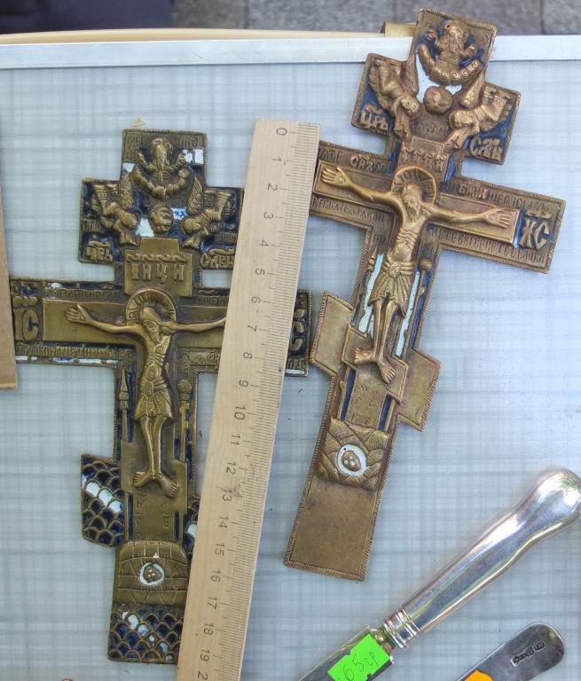 кресты наперсные старообрядческие, в эмалях, пара, 19 век