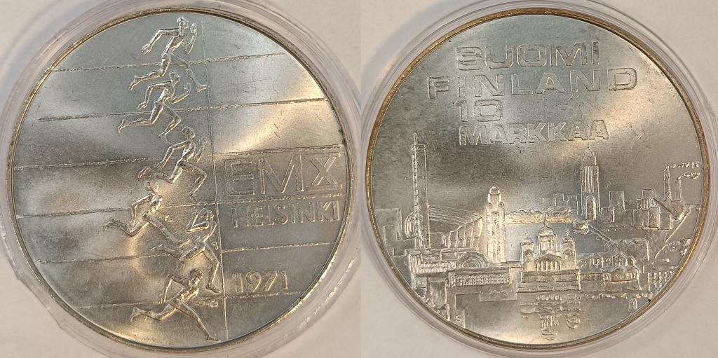 10 марок 1971 Финляндия X Чемпионат Европы по легкой атлетике UNC Видео