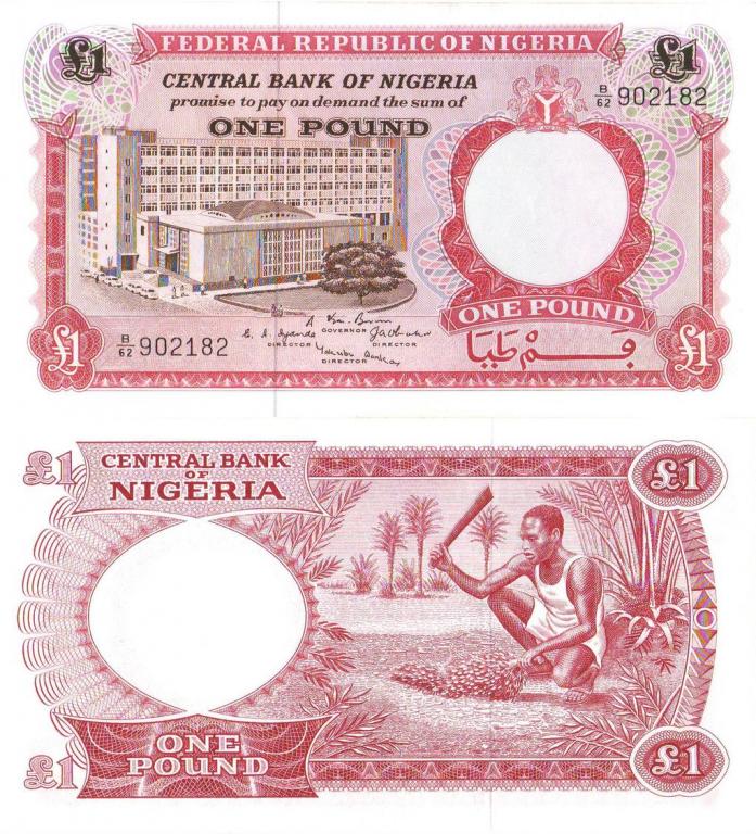 Нигерия 1 фунт 1967 P8 пресс unc