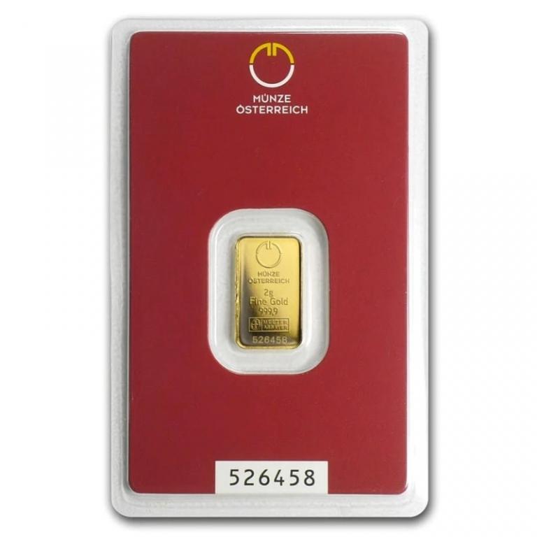 Золотой слиток 2 грамма - Золото 999.9 пробы - Австрия. Банковское состояние !! Лучшая инвестиция !!