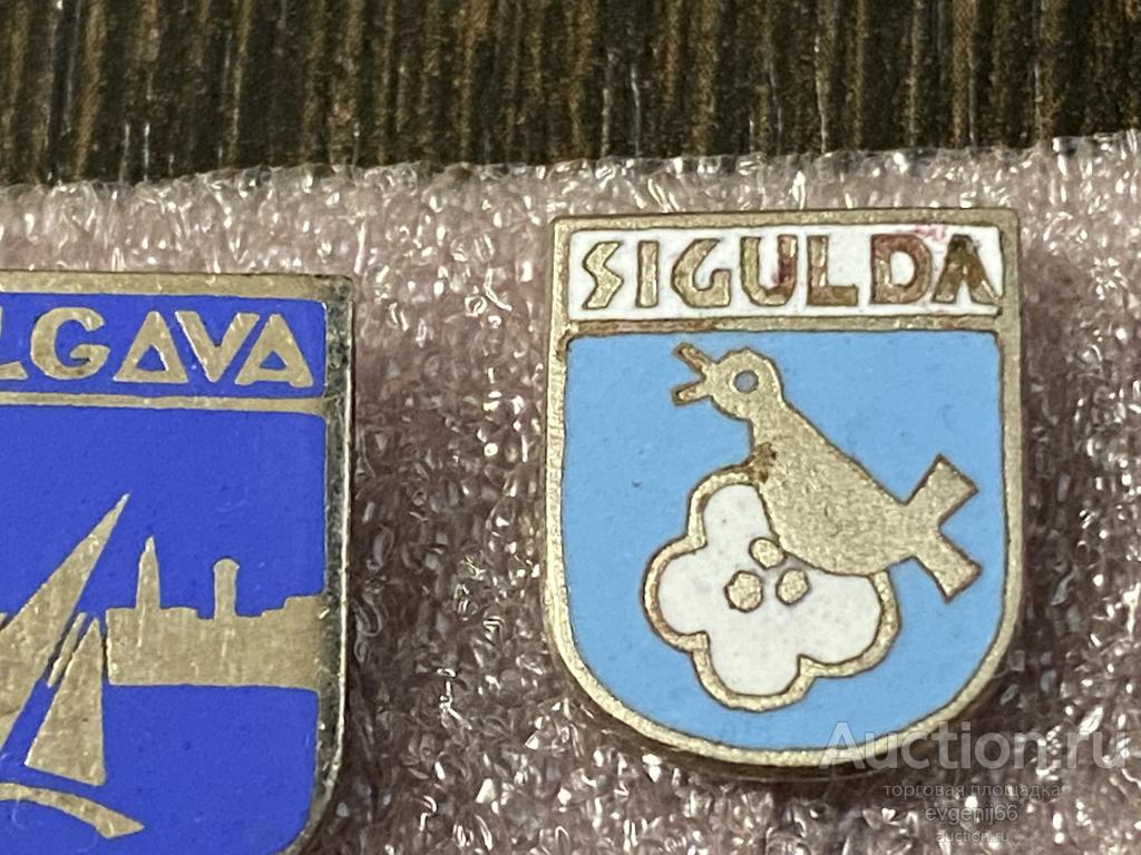 Знак Значок город SIGULDA СИГУЛДА. ПТИЦА  Латвия Прибалтика ТЯЖЕЛЫЙ ЭМАЛЬ РЕДЧАЙШИЙ RRR