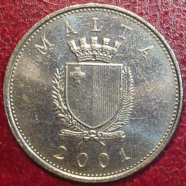 Мальта 25 центов 2001 года.