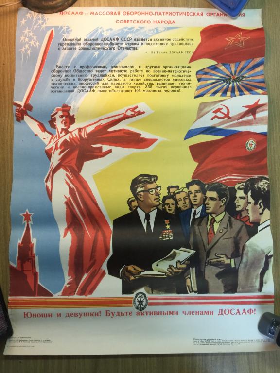 1982 г. Плакат СССР. Родина мать. Оборона. Спорт. 42*57 см. Плакат ДОСААФ. Художник Добровольский.