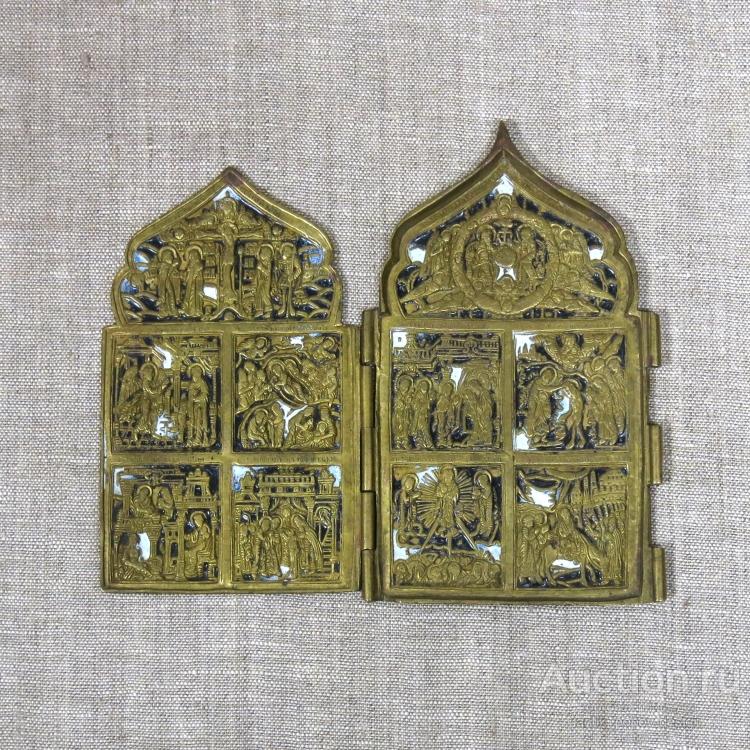Складень ДВУНАДЕСЯТЫЕ ПРАЗДНИКИ (2 створки), 19 в.