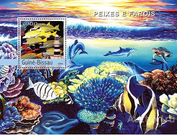 gw2440 Гвинея-Бисау 2004г. Рыбы и маяки Рыбы, Маяки MNH