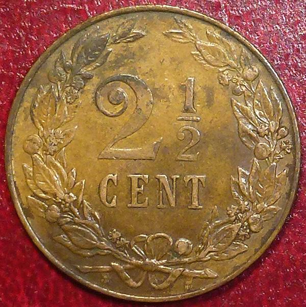 Нидерланды 2-1/2 цента 1906 года.