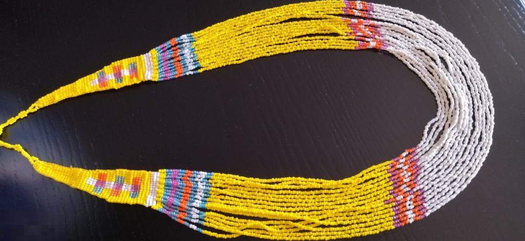 БИСЕРНОЕ КОЛЬЕ ЭТНО СТИЛЬ. ЧЕШСКИЙ БИСЕР. 79 см 