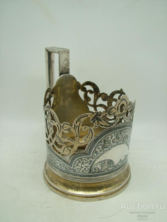 Подстаканник, серебро 875 проба, позолота, чернь, Кубачи, 90 грамма, 1940-50 е , 96мм.
