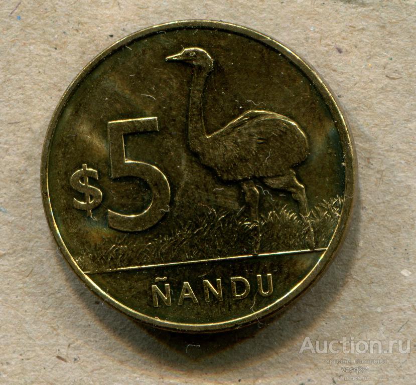 Уругвай 2011 год 5 песо Страус Нанду