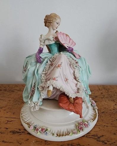 CAPODIMONTE! Каподимонте ! D. Belloire МАДАМ ПОМПАДУР кружевная кружевница  ШЕДЕВР