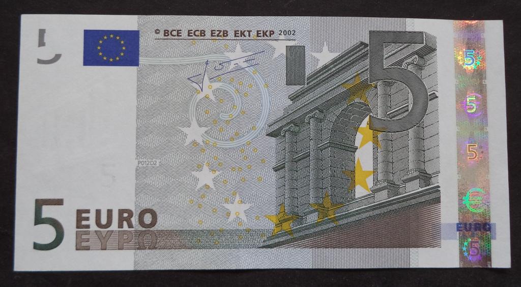 Евросоюз  ЕС   5 Евро 2002 год  X  UNC