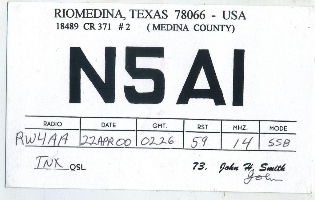 Карточка радиообмена QSL - США, Техас, Рио-Медина 2000 год (РК-21)-19