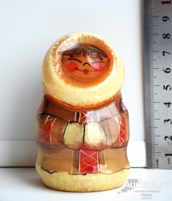 Натуральный камень селенит Скульптура Статуэтка  Чукча зима якутка девушка женщина