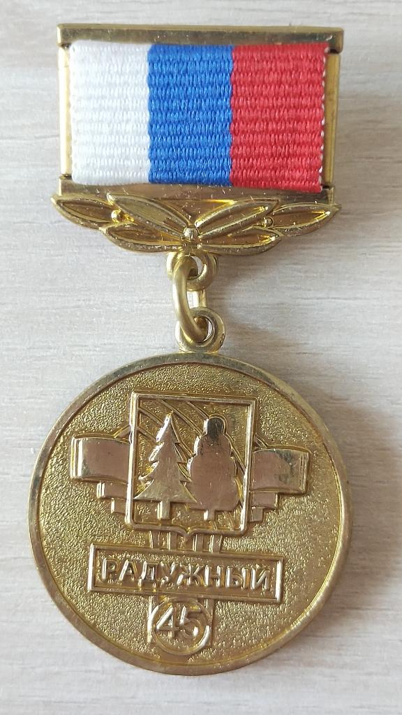 Знак  Радужный 45 За заслуги в развитии города. Владимир-30.