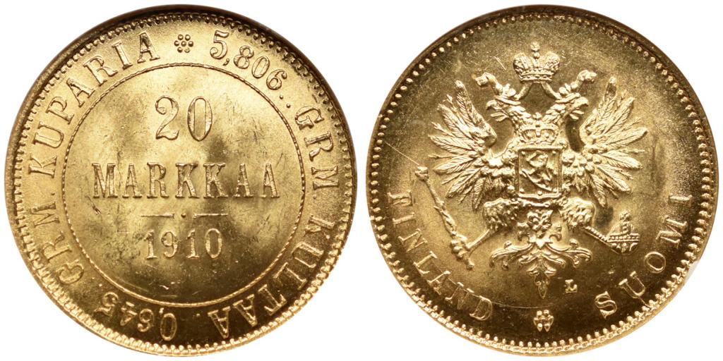 20 МАРОК 1910 года, L. NGC MS 66!!!