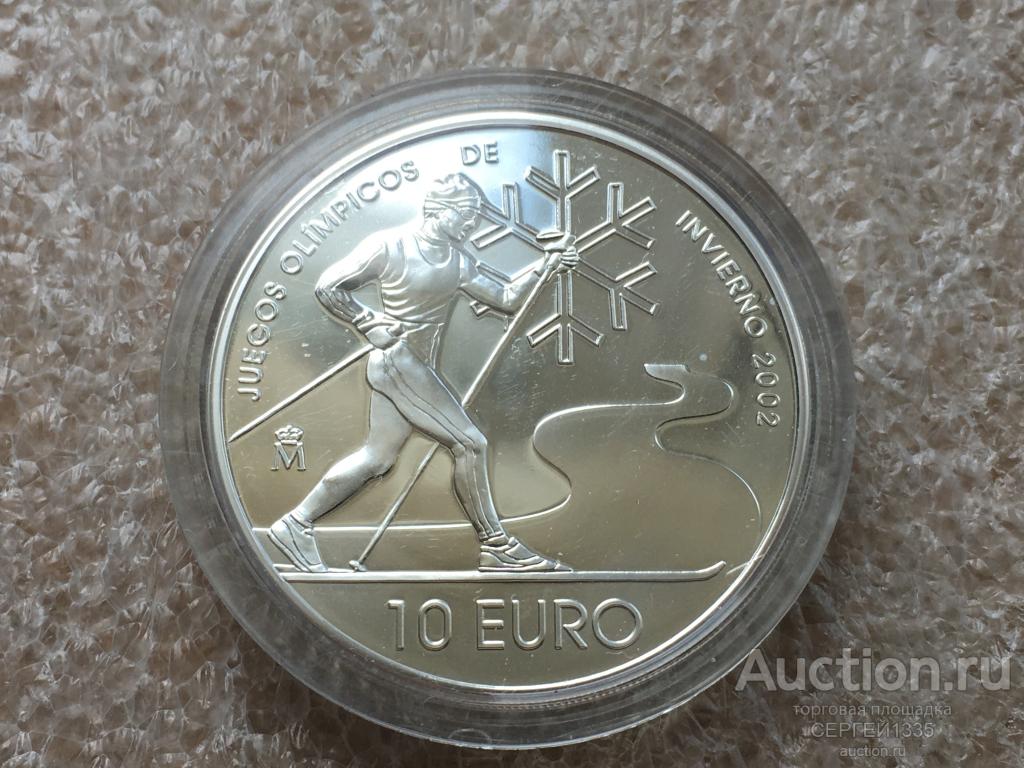 Испания 10 евро 2002 Лыжник Лыжи Зимняя Олимпиада Солт-Лейк-Сити 2002 СЕРЕБРО