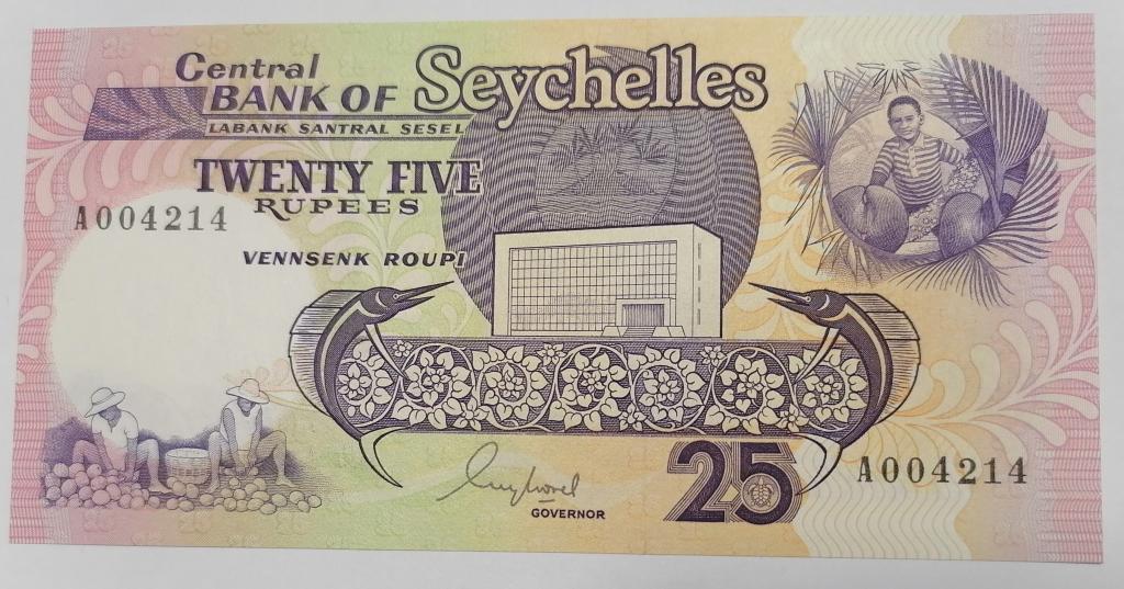 Сейшельские острова Сейшелы 25 рупий 1989 год UNC  Pick 33 UNC пресс