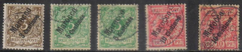 ГЕРМАНИЯ. ПОЧТОВЫЕ МАРКИ. ГЕРМАНСКАЯ ПОЧТА В МАРОККО. Mich 1-6. ГАШ- 2336