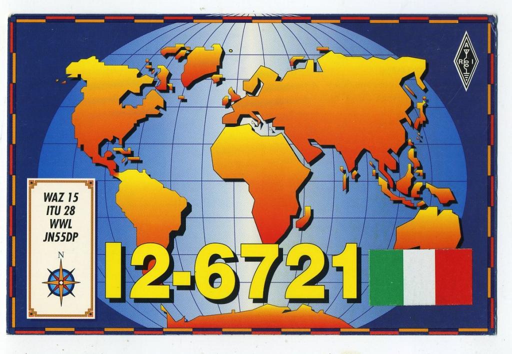 Карточка радиообмена QSL - Италия, Брешиа, Лумеццане 1999 год (РК-22)-16
